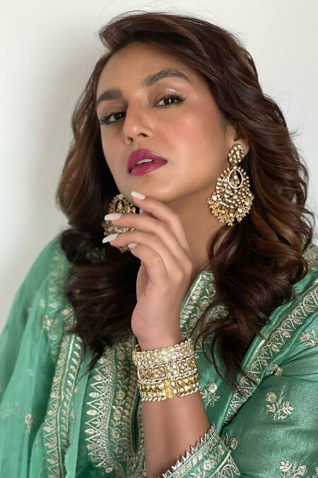 Buy_Gopi Vaid_Blue Dupatta Organza, Kurta And Sharara Tussar Silk Thread & Embroidered Set _Online_at_Aza_Fashions