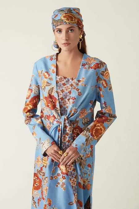 Payal Pratap_Multi Color Linen Satin Print Floral Deyjay And Moroccan Reversible Jacket _Online_at_Aza_Fashions
