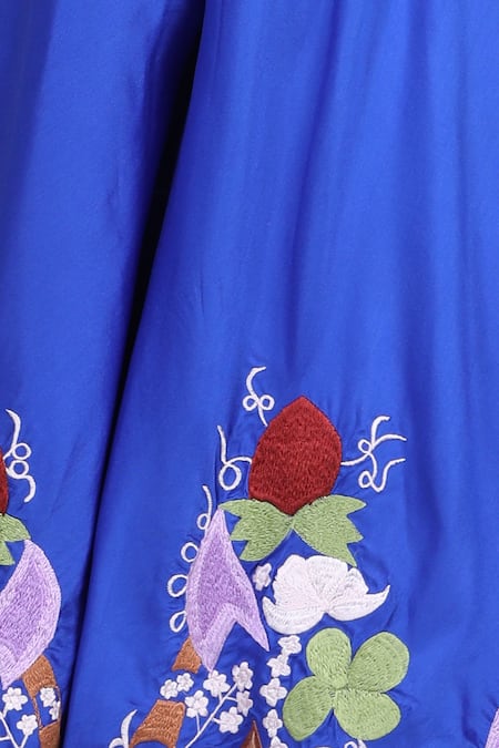 Buy_The Little Celebs_Blue Silk Embroidery Jumpsuit With Belt _Online_at_Aza_Fashions