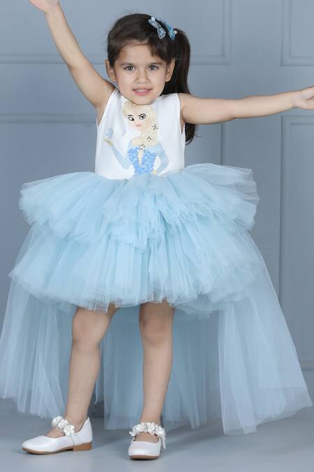 Buy_The Little Celebs_White Net, Crepe, Satin Sequins, Embroidery Elsa Bodice High-low Dress _Online_at_Aza_Fashions