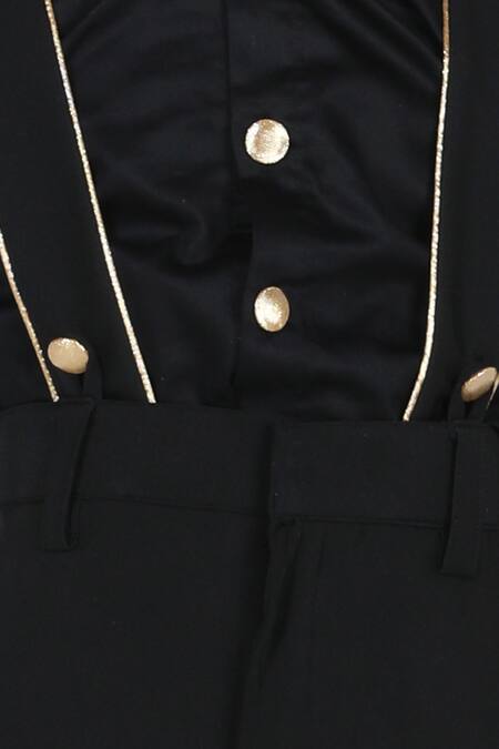 Buy_The Little Celebs_Black Cotton, Lycra Suspender Pant And Shirt Set _Online_at_Aza_Fashions