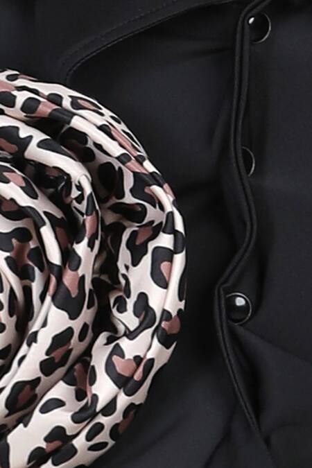 The Little Celebs_Black Lycra Ruffles, Embroidery Cut-out Detail Asymmetric Dress _Online_at_Aza_Fashions