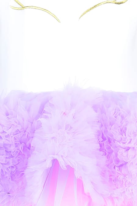 Buy_The Little Celebs_Multi Color Net, Satin, Lycra Embroidery Unicorn Ruffle Layered Dress _Online_at_Aza_Fashions