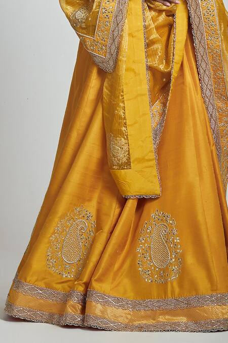 Shop Sheetal Batra Yellow Lehenga And Blouse Raw Dupatta Tissue Razaana Bridal Set Online at Aza Fashions Shop_Sheetal Batra_Yellow Lehenga And Blouse Raw Dupatta Tissue Razaana Bridal Set _Online_at_Aza_Fashions