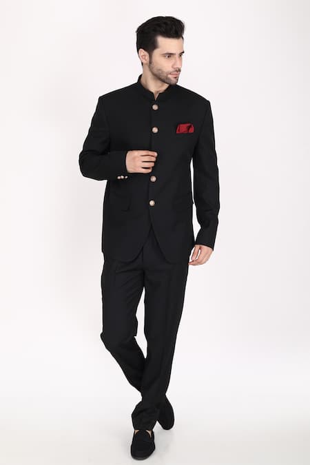 Manish Nagdeo Mandarin Collar Bandhgala Set 