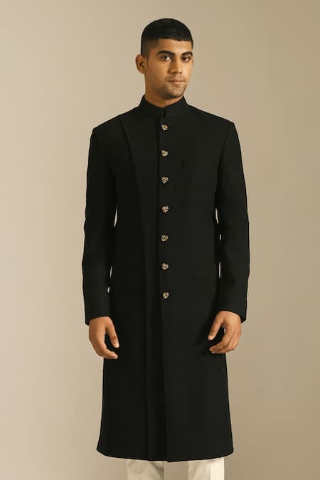 Buy Dhruv Vaish Black Silk Sherwani Set Online at Aza Fashions Buy_Dhruv Vaish_Black Silk Sherwani Set _Online_at_Aza_Fashions