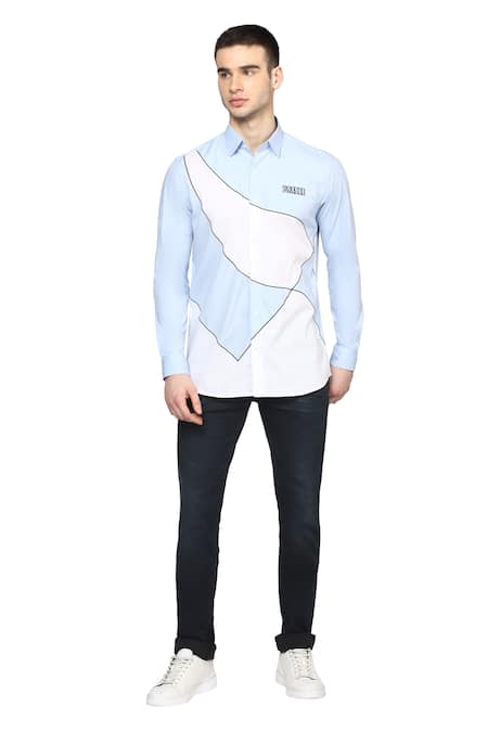 Noonoo Blue Giza Cotton Slim-fit Shirt Online at Aza Fashions Noonoo_Blue Giza Cotton Slim-fit Shirt _Online_at_Aza_Fashions