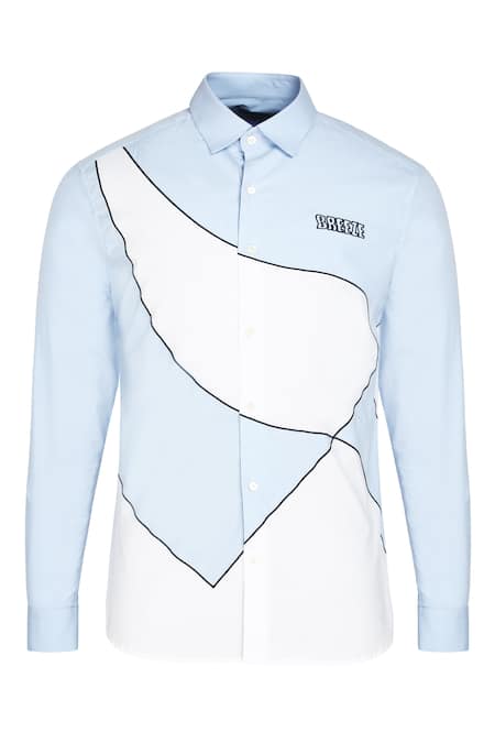 Buy Noonoo Blue Giza Cotton Slim-fit Shirt Online at Aza Fashions Buy_Noonoo_Blue Giza Cotton Slim-fit Shirt _Online_at_Aza_Fashions