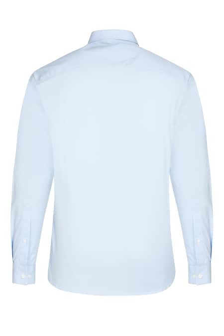 Shop Noonoo Blue Giza Cotton Slim-fit Shirt Online at Aza Fashions Shop_Noonoo_Blue Giza Cotton Slim-fit Shirt _Online_at_Aza_Fashions