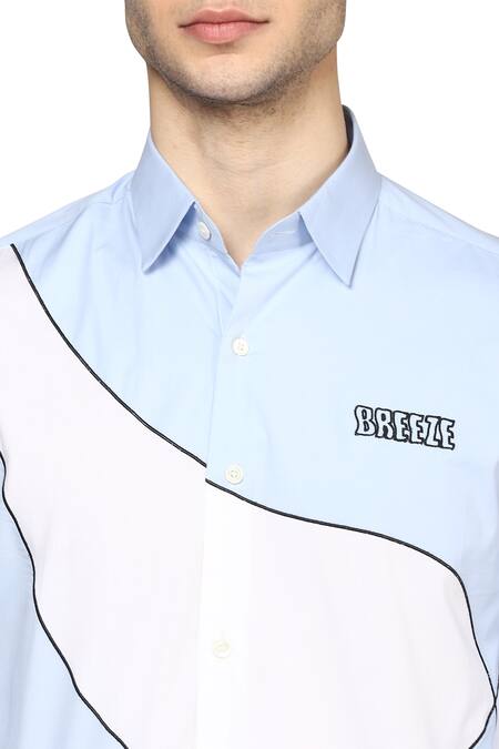 Noonoo Blue Giza Cotton Slim-fit Shirt at Aza Fashions Noonoo_Blue Giza Cotton Slim-fit Shirt _at_Aza_Fashions