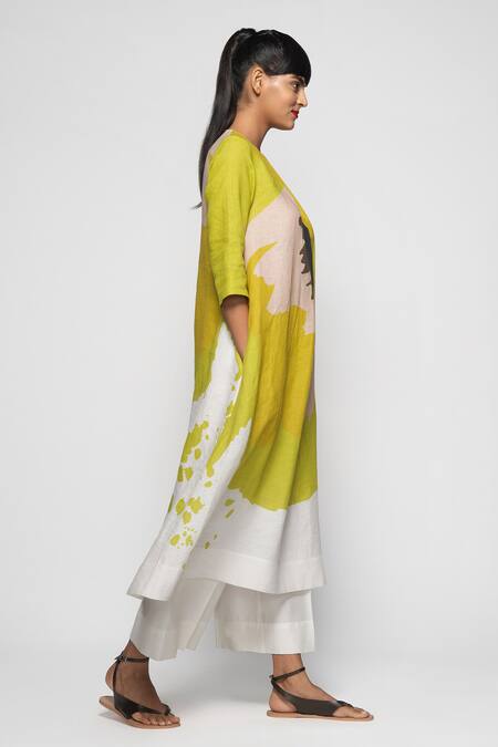 Payal Khandwala_Green Printed Linen Tunic_Online_at_Aza_Fashions