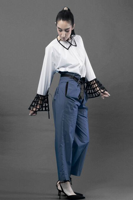 Buy Chillosophy White Poplin Round Cutout Sleeves Top Online at Aza Fashions Buy_Chillosophy_White Poplin Round Cutout Sleeves Top_Online_at_Aza_Fashions