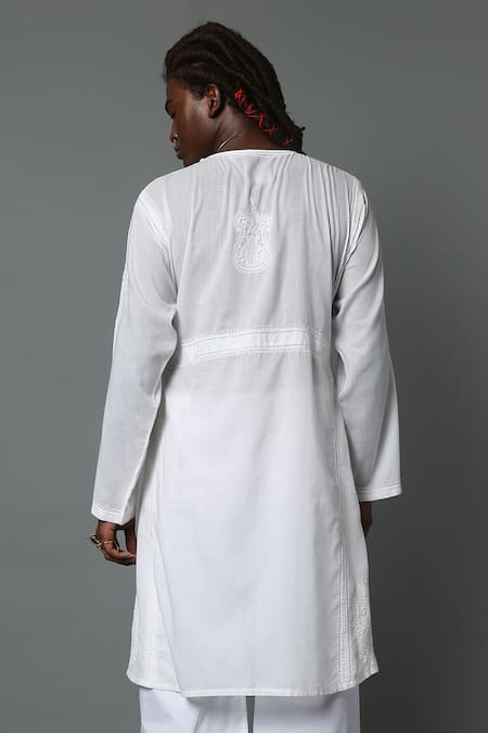 House Of Three Arsalan Chikan Work Angrakha Kurta 