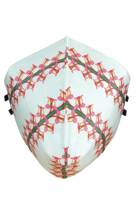 Limerick By Abirr N' Nanki Green Lily Print Mask Single Pc Online at Aza Fashions Limerick By Abirr N' Nanki_Green Lily Print Mask Single Pc_Online_at_Aza_Fashions