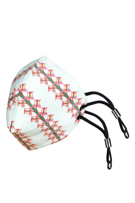 Buy Limerick By Abirr N' Nanki Green Lily Print Mask Single Pc Online at Aza Fashions Buy_Limerick By Abirr N' Nanki_Green Lily Print Mask Single Pc_Online_at_Aza_Fashions