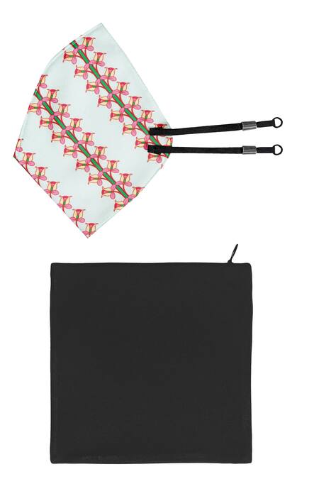 Shop Limerick By Abirr N' Nanki Green Lily Print Mask Single Pc Online at Aza Fashions Shop_Limerick By Abirr N' Nanki_Green Lily Print Mask Single Pc_Online_at_Aza_Fashions