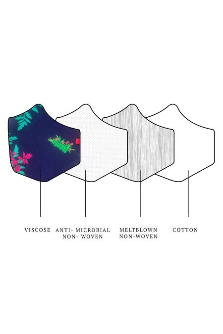 Limerick By Abirr N' Nanki Green Lily Print Mask Single Pc at Aza Fashions Limerick By Abirr N' Nanki_Green Lily Print Mask Single Pc_at_Aza_Fashions