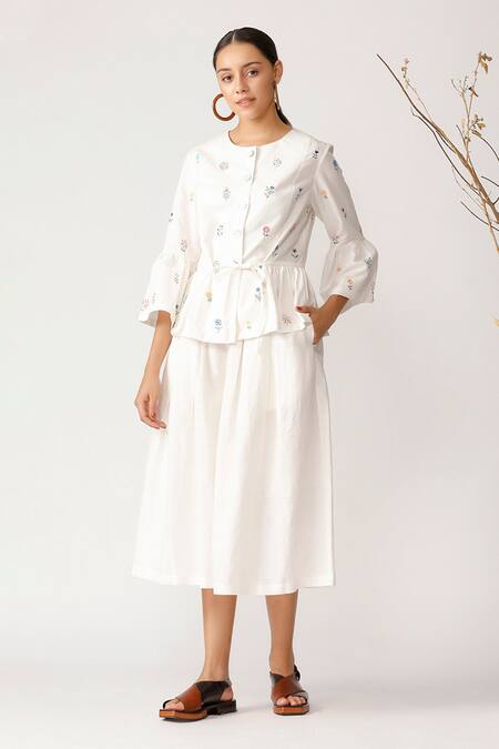 Buy Payal Pratap Beige Handloom Cotton Linen Round Peplum Top Online at Aza Fashions Buy_Payal Pratap_Beige Handloom Cotton Linen Round Peplum Top _Online_at_Aza_Fashions