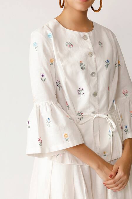 Payal Pratap White Handloom Cotton Linen Peplum Top at Aza Fashions Payal Pratap_White Handloom Cotton Linen Peplum Top _at_Aza_Fashions