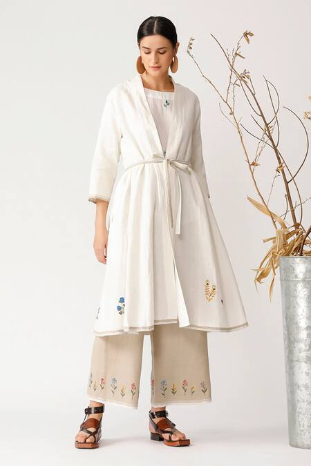Payal Pratap White Linen Embroidered Jacket Online at Aza Fashions Payal Pratap_White Linen Embroidered Jacket _Online_at_Aza_Fashions