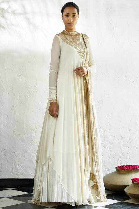 Nakul Sen_Off White Embroidered Kurta Lehenga Set_Online_at_Aza_Fashions