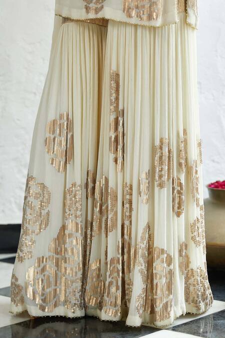 Shop_Nakul Sen_Off White Chiffon Round Embroidered Kurta Sharara Set_Online_at_Aza_Fashions