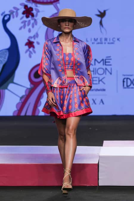 Buy Limerick By Abirr N' Nanki Multi Color Silk Embroidery Collared Jace Printed Jacket Buy_Limerick By Abirr N' Nanki_Multi Color Silk Embroidery Collared Jace Printed Jacket