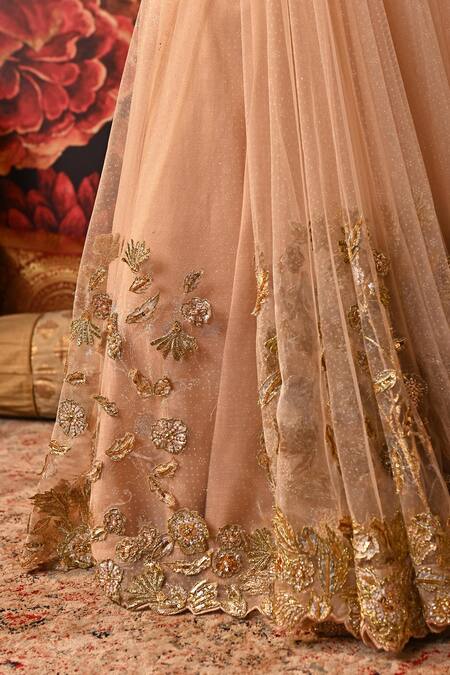 Moledro Pink Silk Organza, Net, Brocade Reem Fish-cut Pre-draped Saree With Blouse at Aza Fashions Moledro_Pink Silk Organza, Net, Brocade Reem Fish-cut Pre-draped Saree With Blouse _at_Aza_Fashions