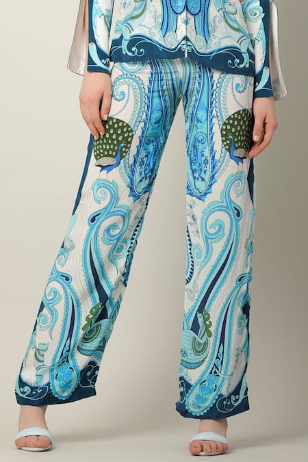 Buy_Limerick by Abirr N' Nanki_Multi Color Crepe Printed Paisley Multicolor Flared Pant 