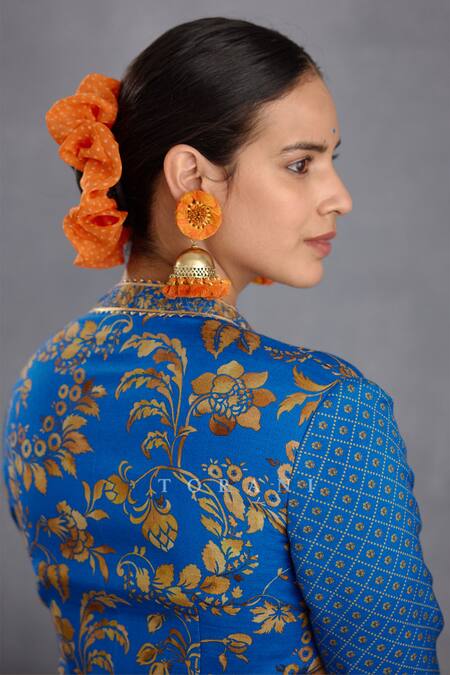 Buy Torani Blue Silk Gota Patti, Embroidery Round Rang Palaash Raabia Anarkali With Jacket Buy_Torani_Blue Silk Gota Patti, Embroidery Round Rang Palaash Raabia Anarkali With Jacket