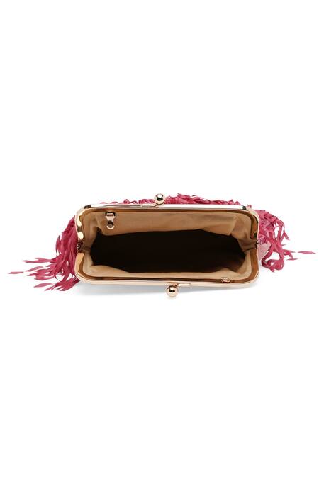 Shop Richa Gupta Pink Embroidery, Fringe Sequin And Detail Clutch Shop_Richa Gupta_Pink Embroidery, Fringe Sequin And Detail Clutch