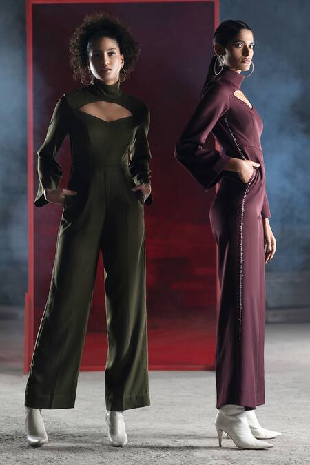 Shop_Pocketful Of Cherrie_Purple Crepe Embroidery Keyhole Neck Jumpsuit_Online_at_Aza_Fashions