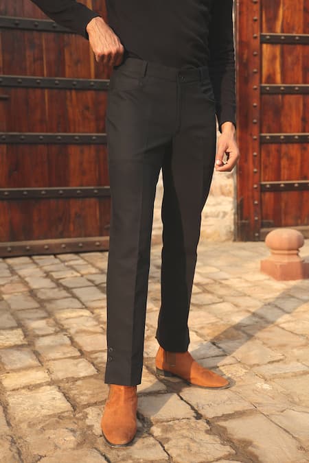 Shop_Raw & Rustic By Niti Bothra_Black Cotton Handcrafted Solid Jeans 