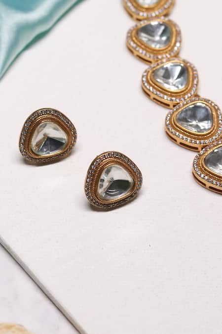 Shop Ishhaara Multi Color Stones Kundan Embellished Necklace Set Shop_Ishhaara_Multi Color Stones Kundan Embellished Necklace Set