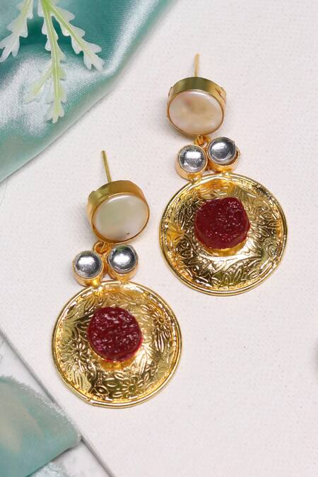 Shop Ishhaara Multi Color Stones Abstract Pattern Necklace Set Shop_Ishhaara_Multi Color Stones Abstract Pattern Necklace Set