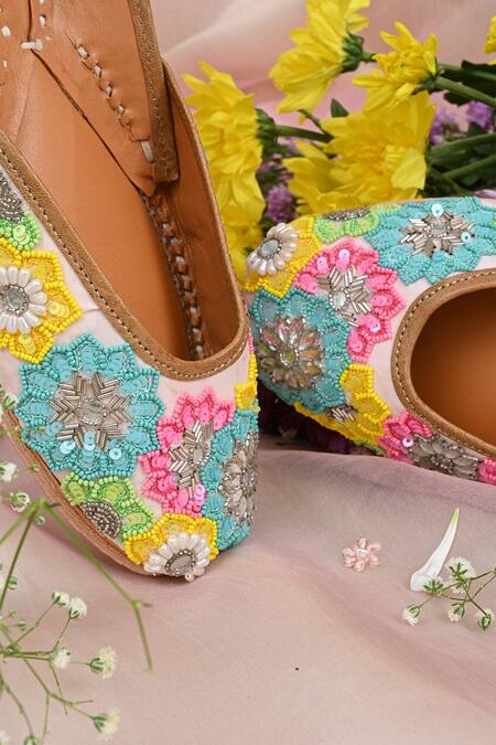 Shop_Miar Designs_Multi Color Gul Floral Embroidered Juttis