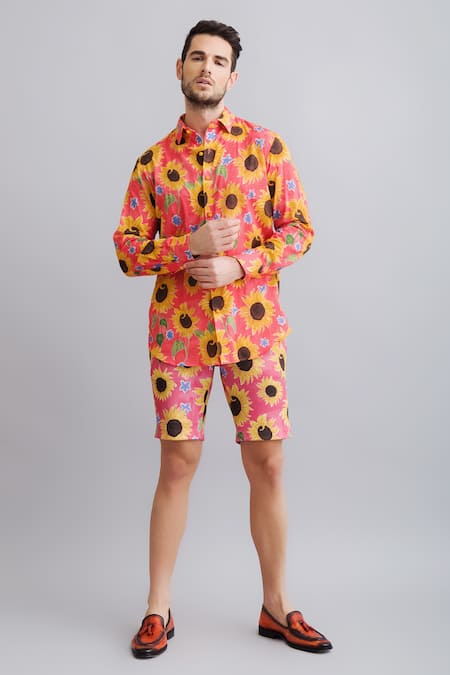 Nautanky Sunflower Print Shirt & Shorts Set 