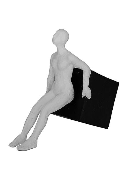 Buy_H2h_Black Polyresin Boxed Man Sculpture_Online_at_Aza_Fashions