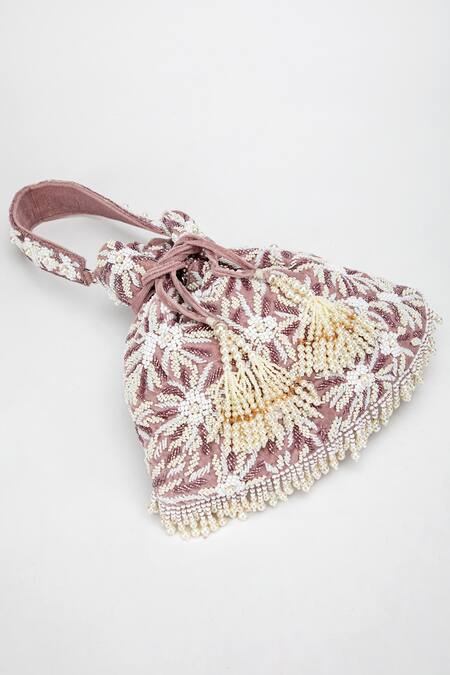 Eena_Purple Amora Pearl Embellished Potli Bag _Online_at_Aza_Fashions