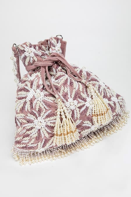 Buy_Eena_Purple Amora Pearl Embellished Potli Bag _Online_at_Aza_Fashions