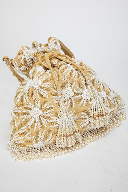 Buy_Eena_Gold Amora Velvet Embellished Potli Bag _Online_at_Aza_Fashions