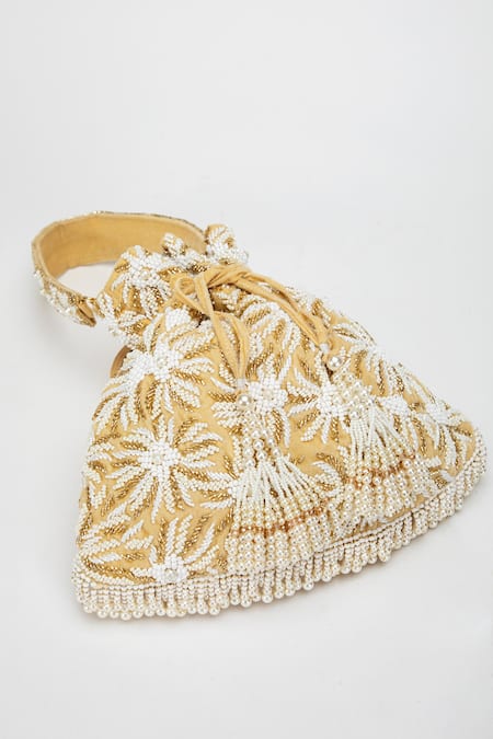 Shop_Eena_Gold Amora Velvet Embellished Potli Bag _Online_at_Aza_Fashions