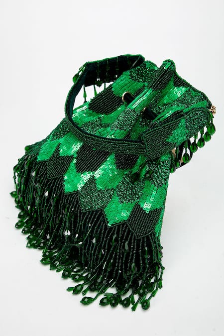 Buy_Eena_Green Suraya Sequin Embroidered Potli Bag _Online_at_Aza_Fashions