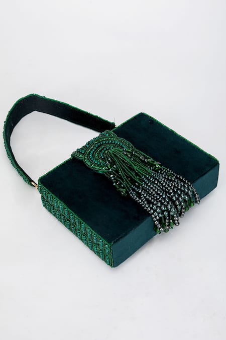 Shop_Eena_Green Erisha Embroidered Box Clutch _Online_at_Aza_Fashions