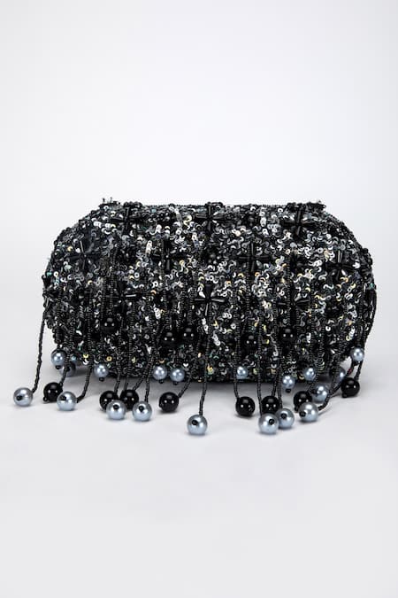 Buy_Eena_Black Sequins Aria Embellished Clutch _Online_at_Aza_Fashions