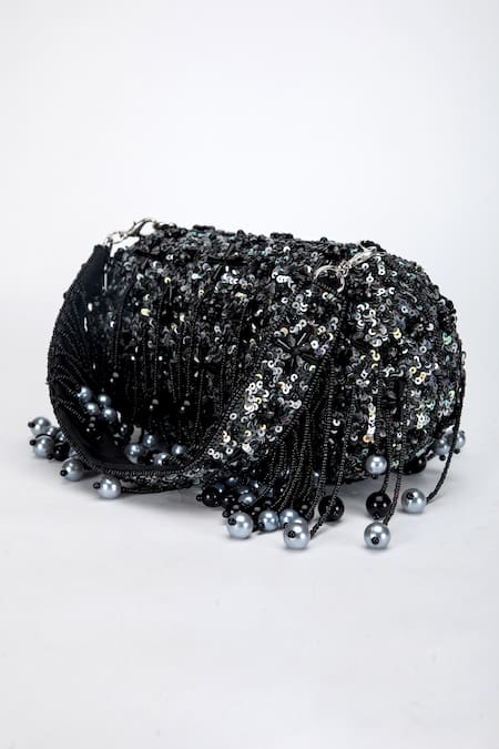 Shop_Eena_Black Sequins Aria Embellished Clutch _Online_at_Aza_Fashions