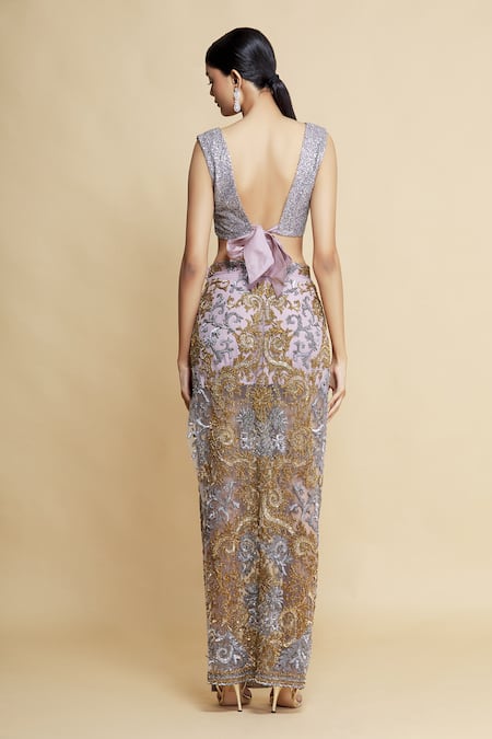 Shop Bhairavi Jaikishan Purple Net Embroidered Lehenga Set at Aza Fashions Shop_Bhairavi Jaikishan_Purple Net Embroidered Lehenga Set_at_Aza_Fashions