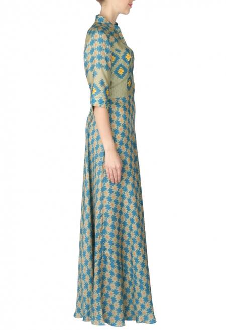 Soup By Sougat Paul_Blue Printed Shirt Dress  _Online_at_Aza_Fashions