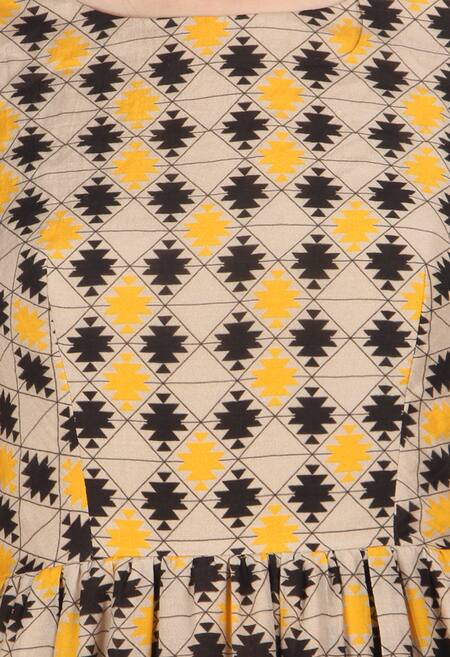 Soup By Sougat Paul_Multi Color Cotton Silk Round Aztec Printed Dress _Online_at_Aza_Fashions