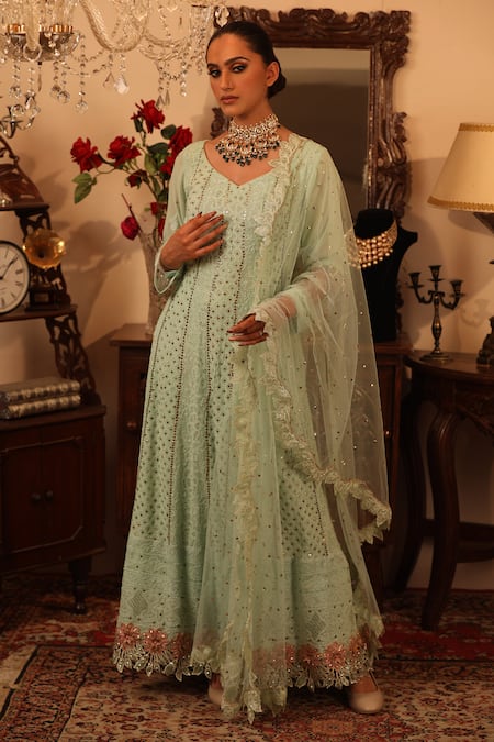 Ruh Clothing Chikankari Embroidered Anarkali with Dupatta 